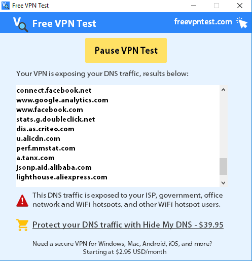 Free VPN Test Screenshot